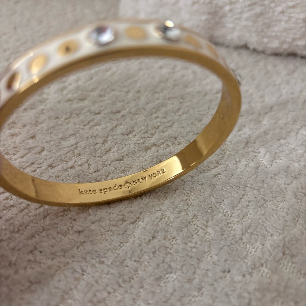 Kate Spade Gold and White Rhinestone Bangle Bracelet - Picture 2 of 3